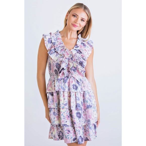 Karlie Women’s Small Floral Vintage Smock Mini Dress - Picture 1 of 10